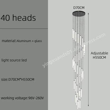 DecorBites™ LED Staircase Chandelier for Home Hotel Hall Lighting
