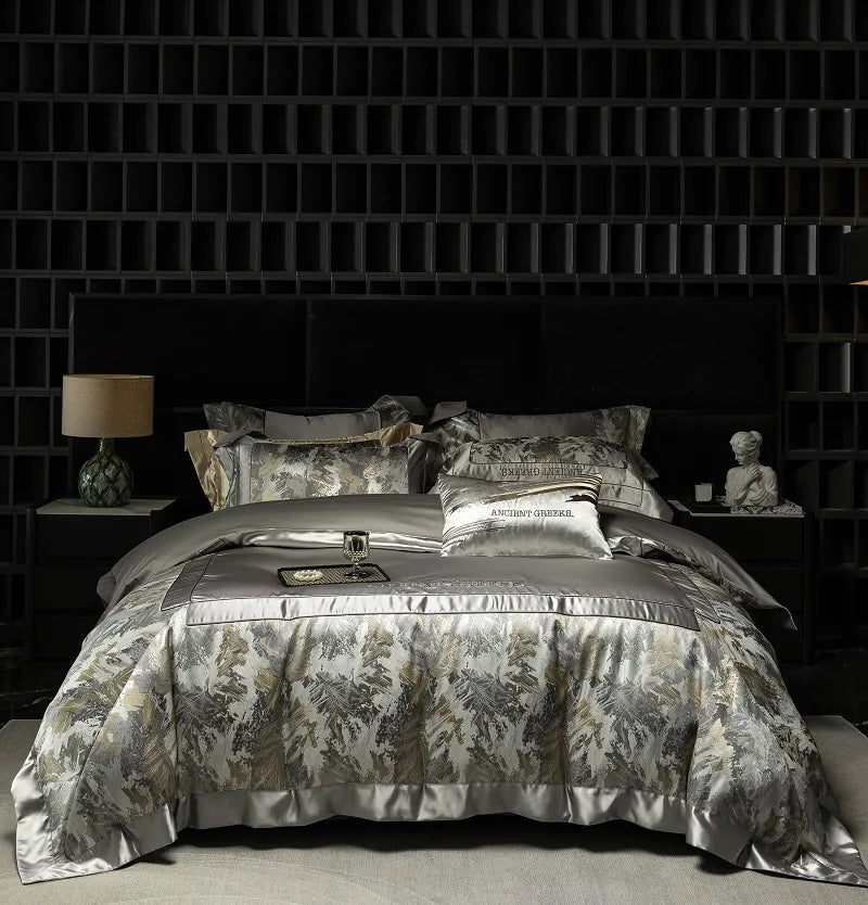 ™ Luxe Brocade Jacquard Bedding Set with Egyptian Cotton & Embroidery