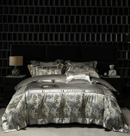 ™ Luxe Brocade Jacquard Bedding Set with Egyptian Cotton & Embroidery