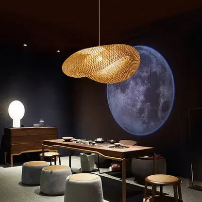 DecorBites™ Bamboo Wave Pendant Lights - Handmade Rattan Shade for Indoor House Lighting