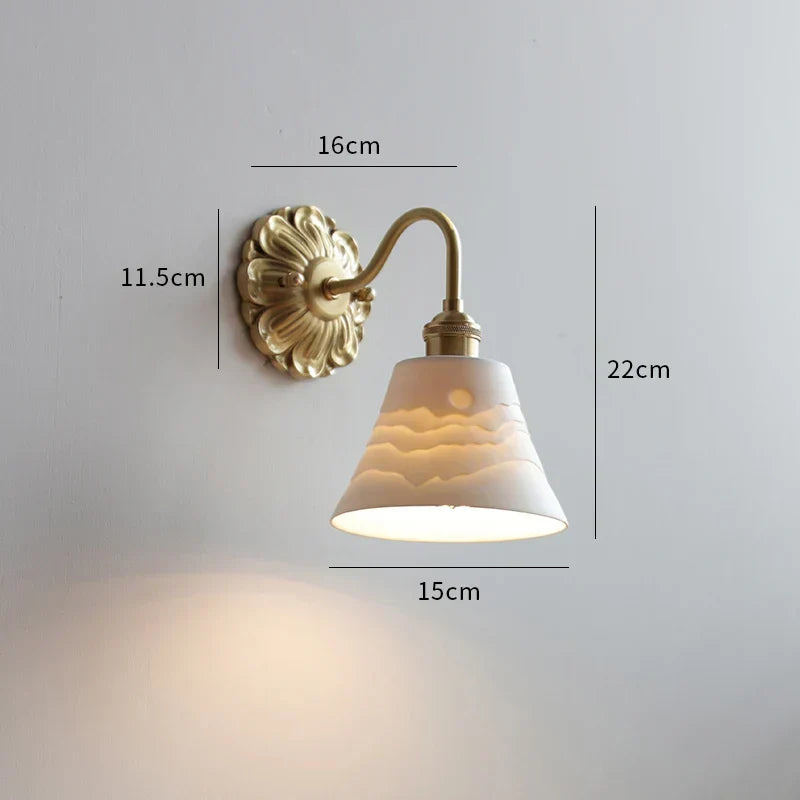 DecorBites™ Ceramic LED Wall Lights: Modern Japan Style Copper Base Sconce for Home Decor