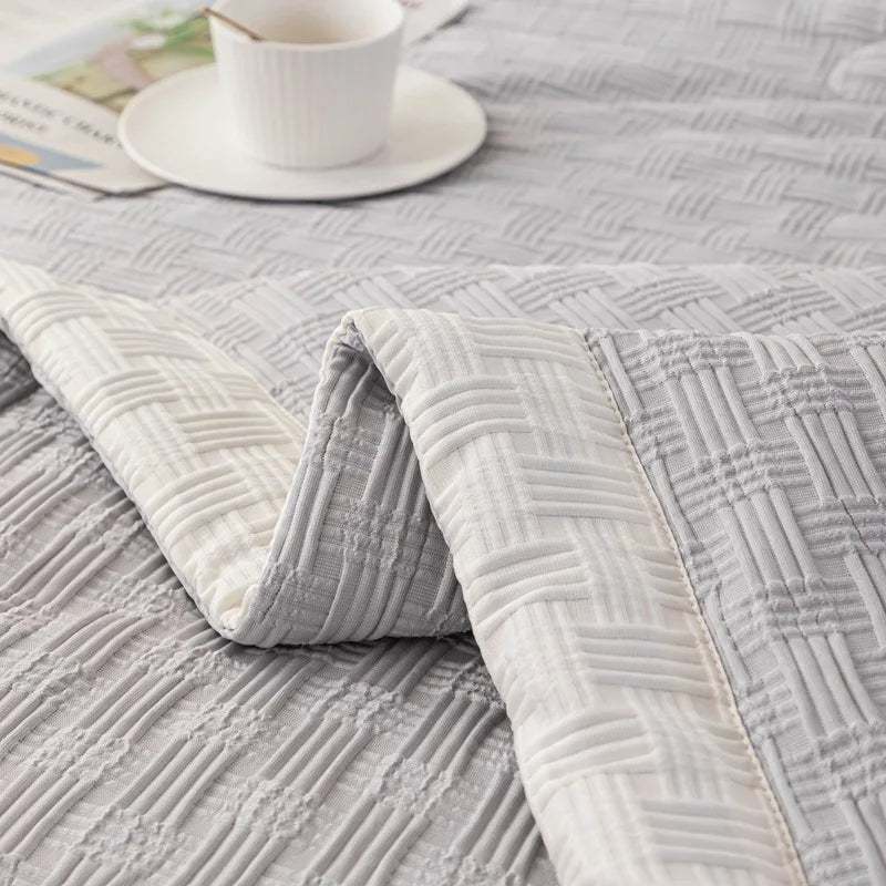 DecorBites™ Knitted Waffle Summer Quilt: Soft, Breathable, Cooling, Machine Washable, Thin & Skin-friendly