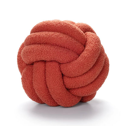 DecorBites™ Handmade Knotted Boucle Circle Plush Pillow Brown