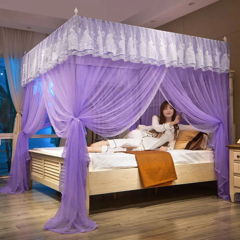 ™ Lace Palace Mosquito Net Tent for Queen/Double Bed with Stainless Steel Frame
