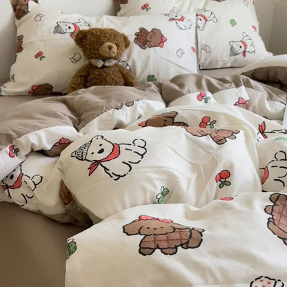 DecorBites™ Cartoon Style Printed Comforter Set 4Pcs Lightweight Duvet Kits Bedding Set