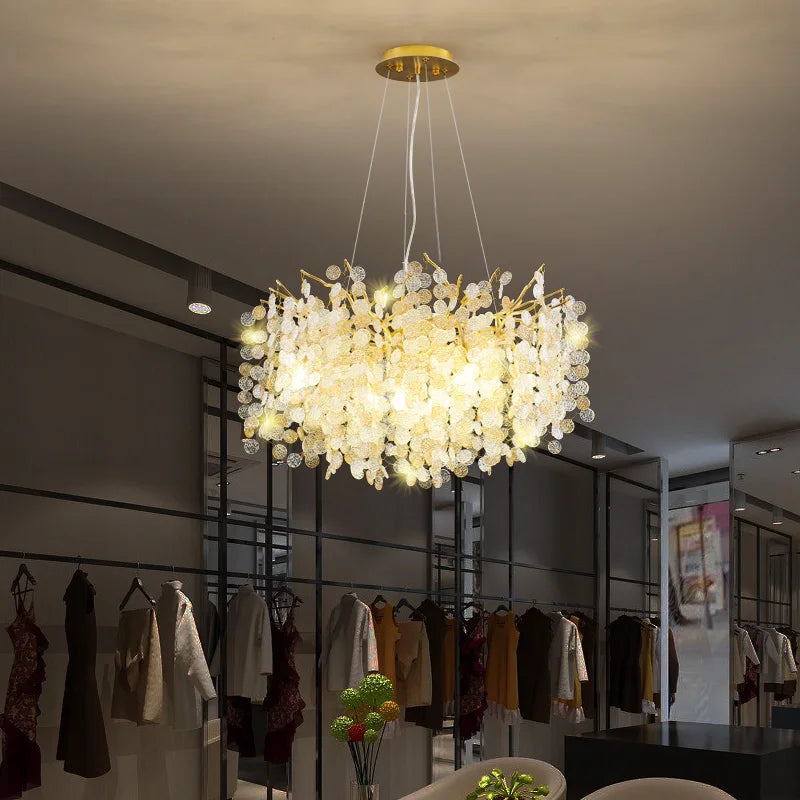 DecorBites™ Crystal LED Chandelier: Luxury Pendant Lamp for Home Decor
