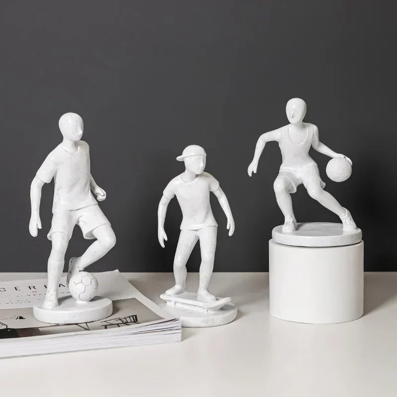 DecorBites™ Abstract Sports Player Sculpture Set Grey/White Figurines Home Decor