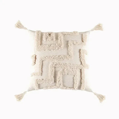 DecorBites™ Bohemian Tufted Tassel Cushion Cover | Plush Embroidered Decorative Pillow for Sofa