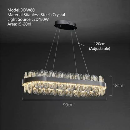 DecorBites™ Crystal LED Chandelier: Modern Luxury Interior Pendant Light for Living Room