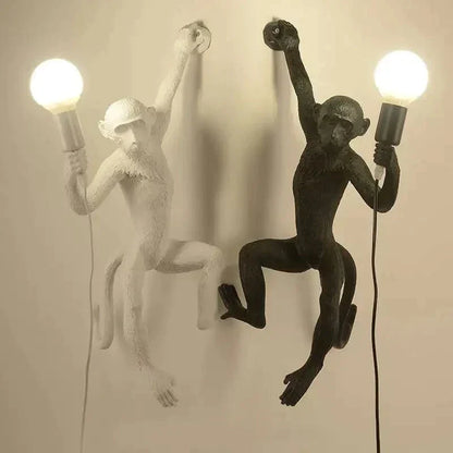 DecorBites™ 3 Monkeys Pendant Chandelier - Black White Resin - High-end Indoor LED Decor