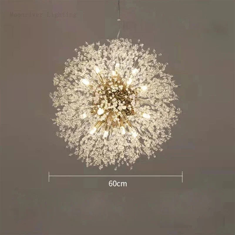 DecorBites™ Dandelion Crystal Chandelier: Modern Nordic Style LED Pendant Light for Living Room