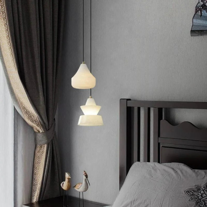 DecorBites™ Alabaster Pendant Lights LED Designer Hanging Lamps For Living Room