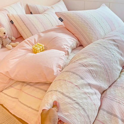 DecorBites™ Cotton Jacquard Bedding Set - Single Double Queen King Size Bedclothes