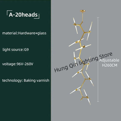 ™ Gold Branch LED Chandelier for Duplex Villa Staircase - Modern Indoor Lighting