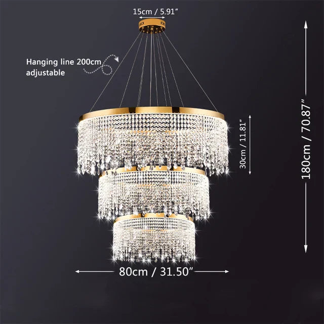 DecorBites™ Crystal Chandelier Pendant Light for Living Dining Room Luxury Lamps