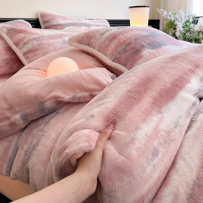 DecorBites™ Cozy Rabbit Hair Bed Set, Queen Size Comforter for Winter Luxury Comfort