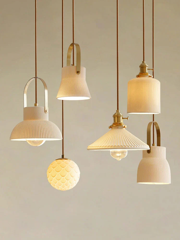 ™ Japanese Ceramics Bedside Chandelier | Designer Bedroom Lamp for Home Decor