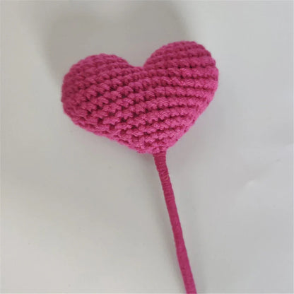 DecorBites™ Heart-Shaped Crochet Flower Bouquet - Handmade Wedding Home Decor & Family Gift