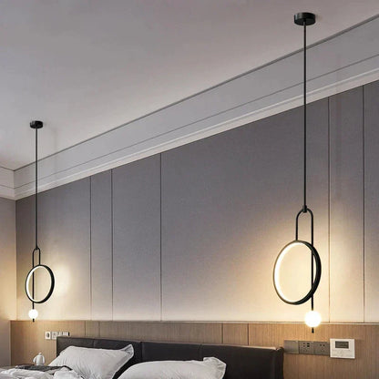 DecorBites™ Gold Black Ring Glass Ball LED Pendant Chandelier