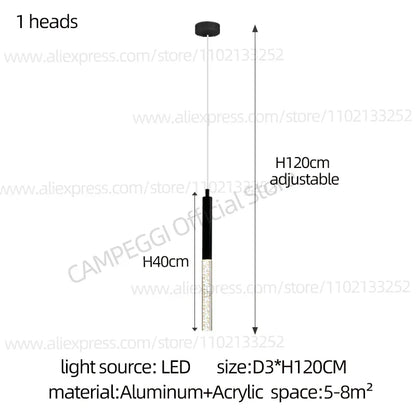 DecorBites™ Cylindrical Chandelier: Modern Nordic Indoor Lighting for Living Room, Staircase & Ceiling