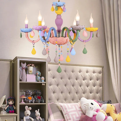 DecorBites™ Crystal Chandelier: Modern Macaron Color Children Room Luminaire