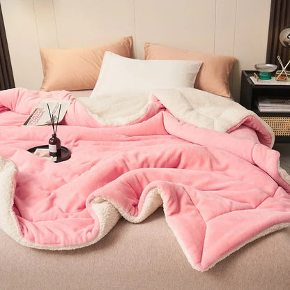 DecorBites™ Double Layer Queen Blanket Super Soft Plush Warm Comfort for Autumn/Winter