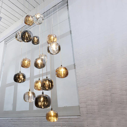 DecorBites™ LED Stair Chandelier: Luxury Amber/Crystal Indoor Lighting Fixture