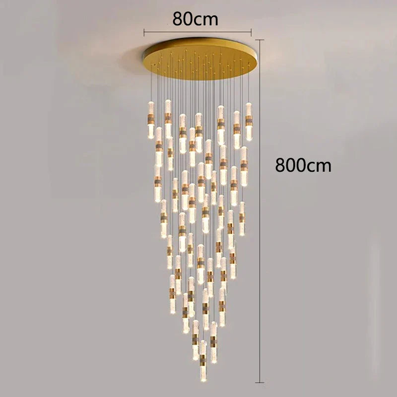 DecorBites™ Crystal Chandelier Stair Pendant Lamp Living Room Pendant Lights Interior Lighting