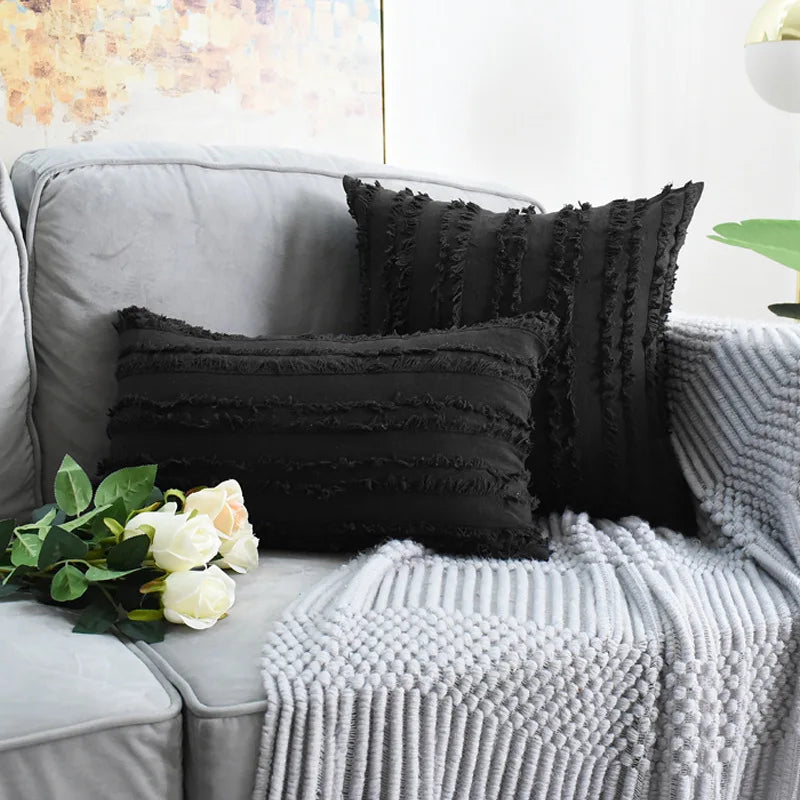 DecorBites™ Boho Chic Tassel Striped Pillow Covers for Home Decor