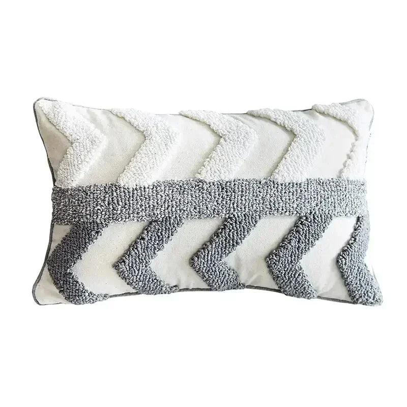 DecorBites™ Geometric Waves Tufted Pillow Covers with Embroidered Tassels