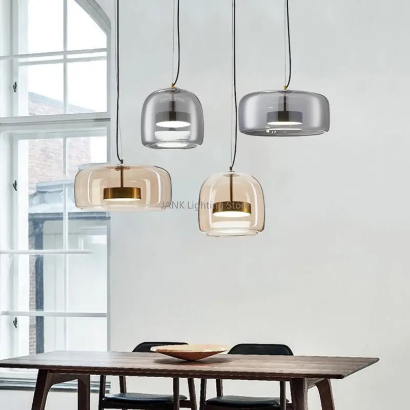 DecorBites™ Amber Glass Chandelier Pendant Light for Living Room, Bedroom, Kitchen, and Bar
