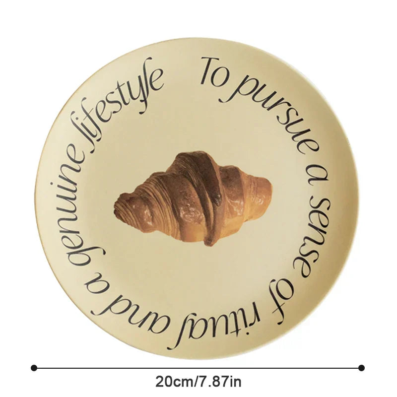 DecorBites™ Korean Style Round Bamboo Fiber Dining Plate for Desserts, Fruits, and Cakes