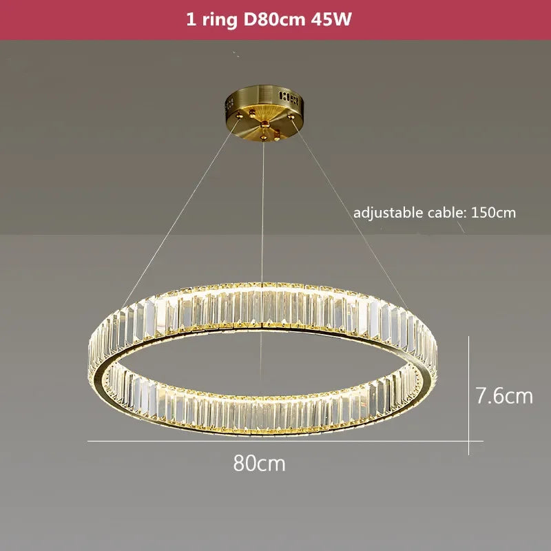 DecorBites™ Crystal LED Chandelier: Modern Steel Pendant Lighting for Luxurious Foyer Decor