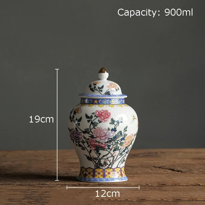 DecorBites™ Blue & White Porcelain Jar with Gold Plating - Ceramic Storage & Desk Decor