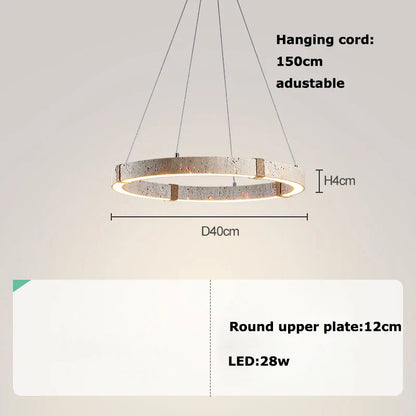 DecorBites™ LED Natural Stone Round Linear Chandelier - Dimmable, Ceiling Hanging Lamps