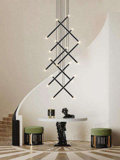DecorBites™ LED Staircase Pendant Chandelier, Modern Nordic Restaurant Hanging Light