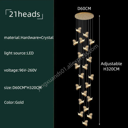 DecorBites™ Crystal Chandelier: Modern Luxury Pendant Lights for Living Room, Staircase, Villa