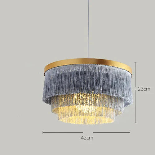 DecorBites™ Bohemian Gold Tiered Chandelier | White & Beige Cotton Thread Line | Girls Room Wedding Lighting