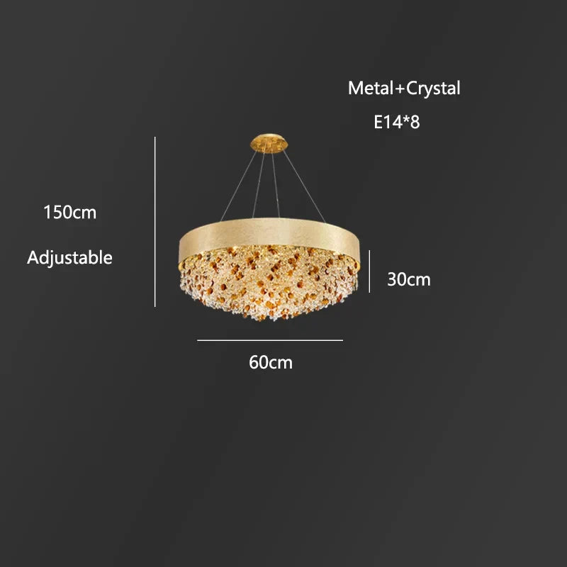 DecorBites™ Crystal Chandelier: Modern Circular Design for Living Room, Lobby, Kitchen Island.