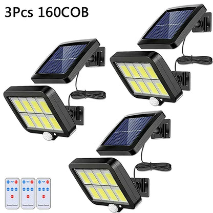 DecorBites™ 160COB Solar Outdoor Wall Lights Motion Sensor Remote Control Garden Street