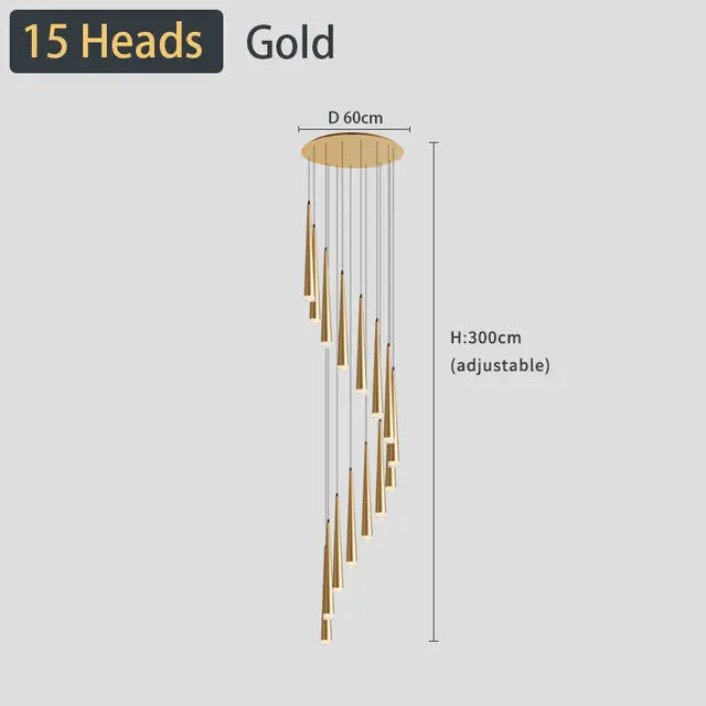 DecorBites™ Black LED Ceiling Chandelier: Stylish Staircase Lighting for Home Decor & Living Room