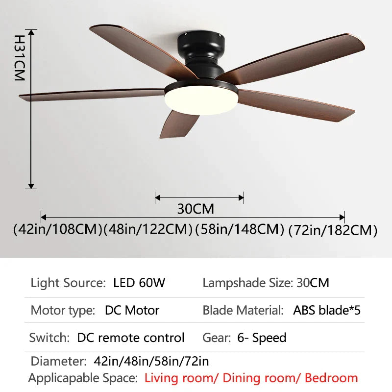 DecorBites™ 72" Low Floor Fan Light Chandelier 2023 Living Room Ceiling Fan Strong Winds