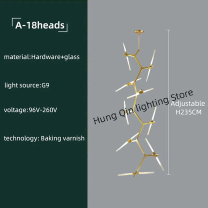 ™ Gold Branch LED Chandelier for Duplex Villa Staircase - Modern Indoor Lighting