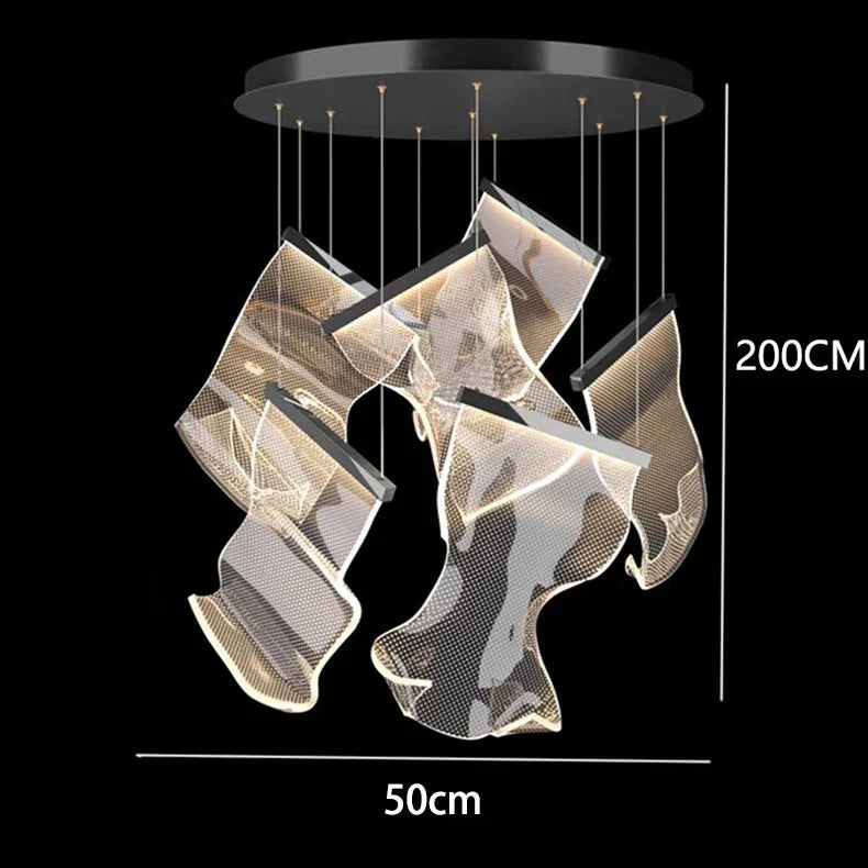 DecorBites™ Crystal Chandelier Stair Pendant Living Room Lighting Modern Interior Pendant Lights