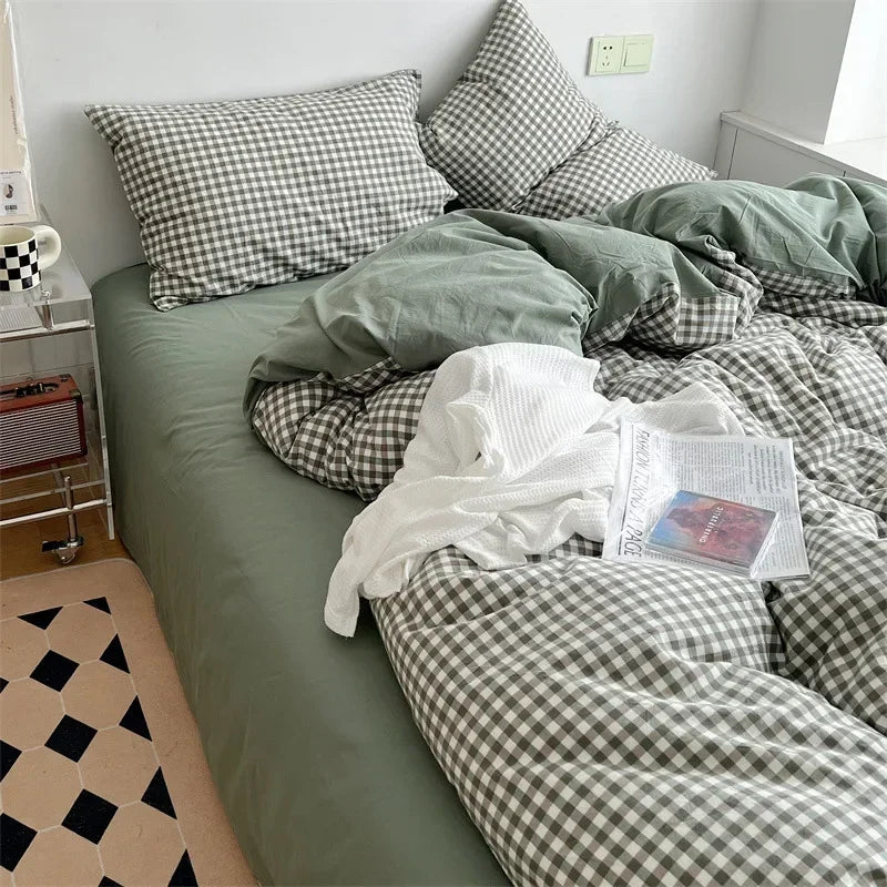 ™ Japanese Style Cotton Printed 4Pcs Bedding Set with Double-Sided Design