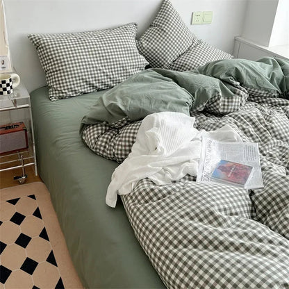 ™ Japanese Style Cotton Printed 4Pcs Bedding Set with Double-Sided Design