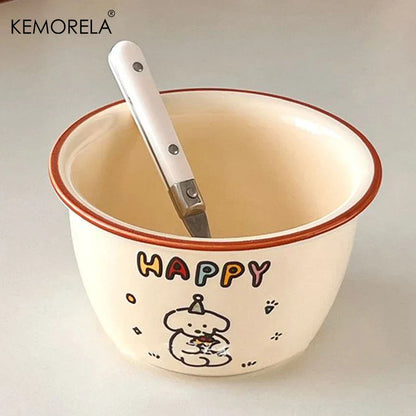 DecorBites™ Carton Ceramic Soup Bowls - Set of 1 | Microwave & Dishwasher Safe