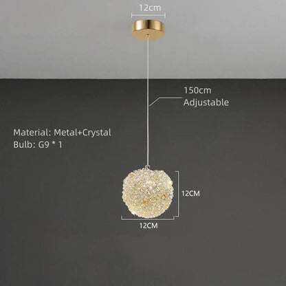 DecorBites™ Gold Metal Crystal Pendant Light for Bedroom Dining Room Aisle Corridor