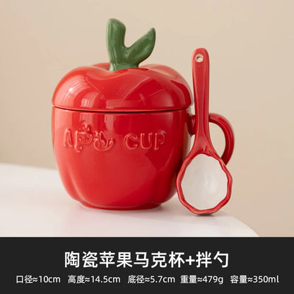DecorBites™ Apple Fruit Ceramic Mug for Kids Breakfast, Festivals, Birthday Gift