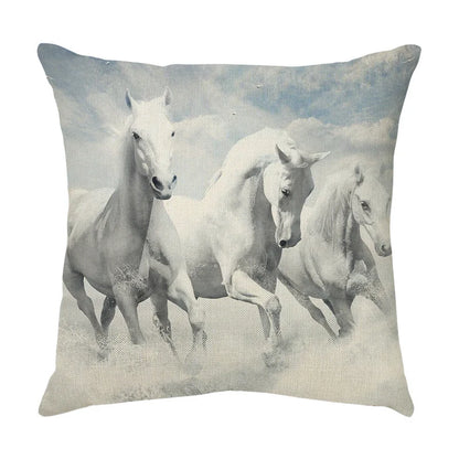 DecorBites™ Galloping Horse Pillowcase: Wild Horse Print Linen Cushion Cover for Home Decoration
